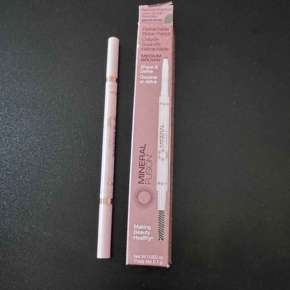 Mineral Fusion Retractable Brow Pencil Medium Brown Dual Ended Spoolie 0.003oz